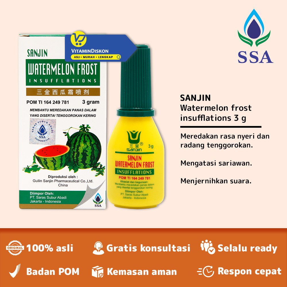 Sanjin Watermelon Frost Insufflations 3 Gr Ssa | Obat Sariawan, Pereda Nyeri &amp; Radang Tenggorokan