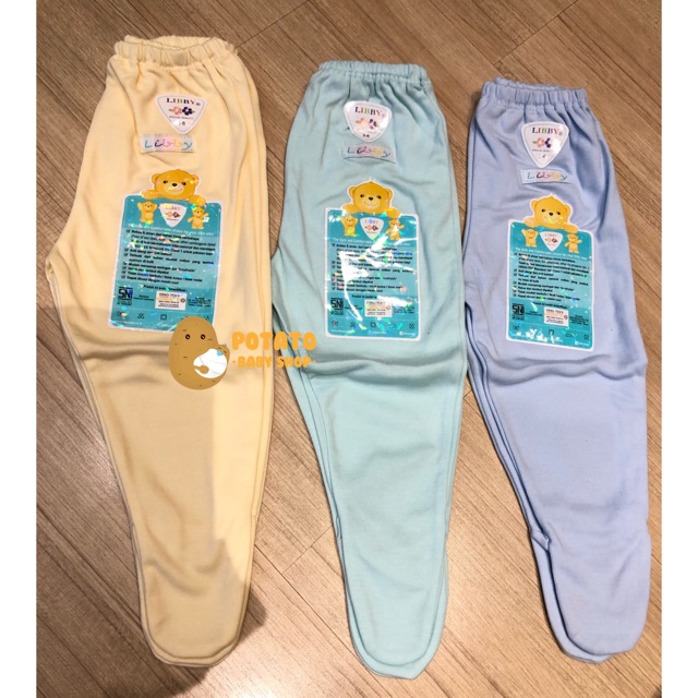 Libby Baby - 3Pcs Celana Panjang Tutup Kaki Polos &amp; Motif