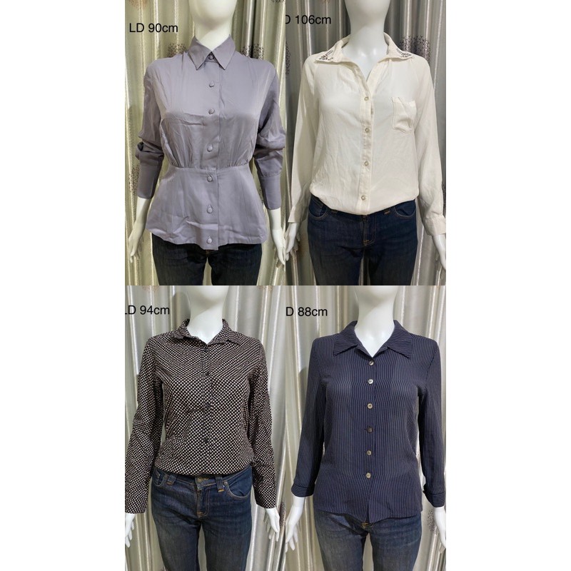 [1] THRIFT SHOP BRANDED KEMEJA POLOS MOTIF KOTAK BERGARIS