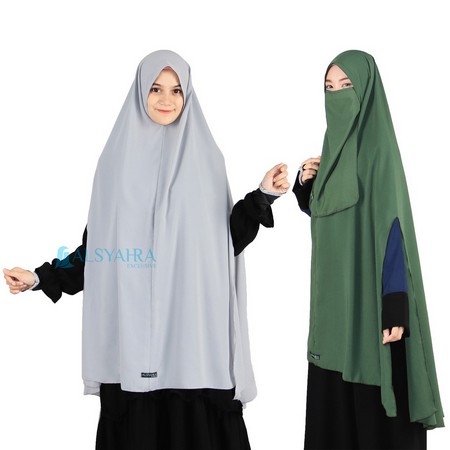 Set Khimar Syari Handsplit Non Pad Cadar Tali Wolfis Premium Alsyahra Exclusive