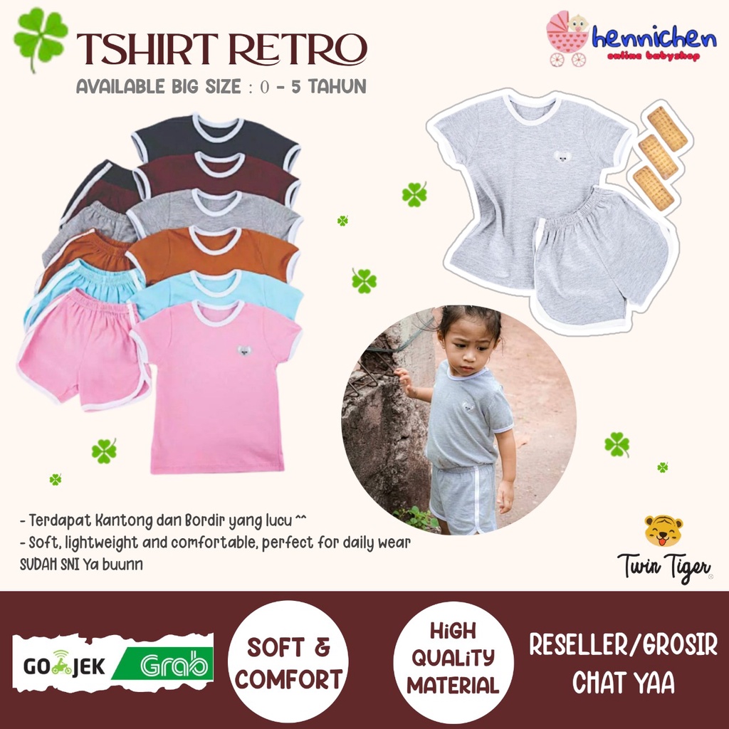 TWIN TIGER SETELAN KAOS ANAK TSHIRT RETRO SET BAJU ANAK / BAJU BAYI 0-5 Tahun SNI