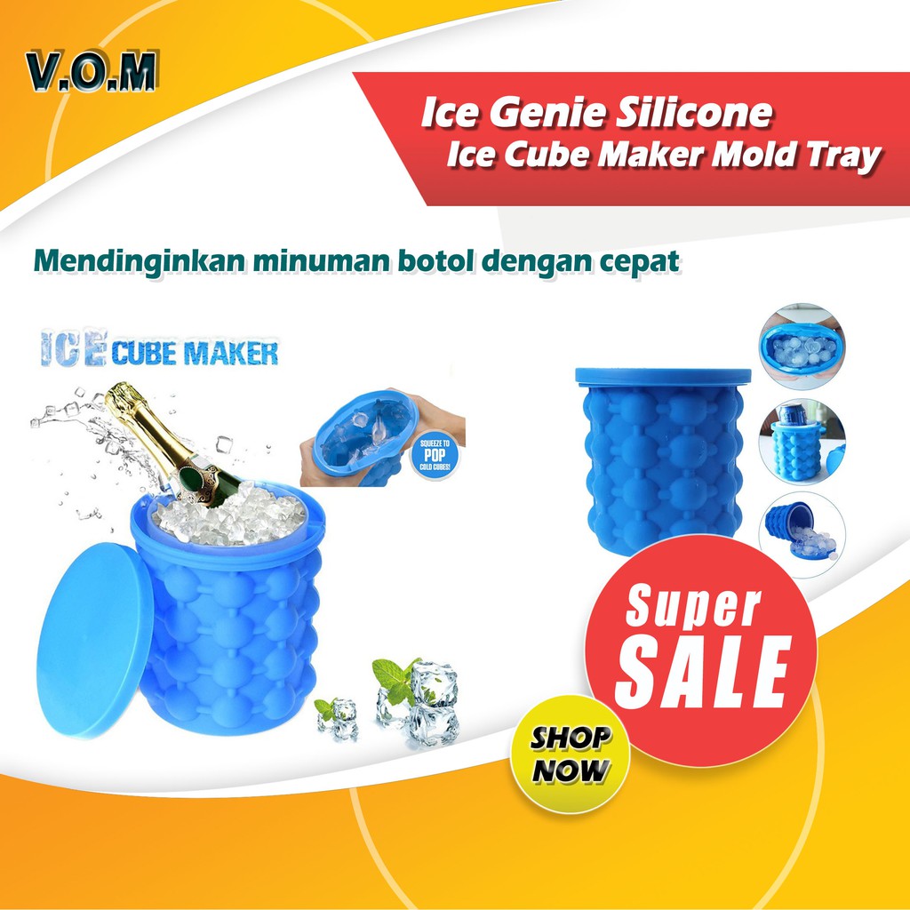 VOM-Ice Genie Silicone Ice Bucket Ice Cube Maker Mold Tray 0574