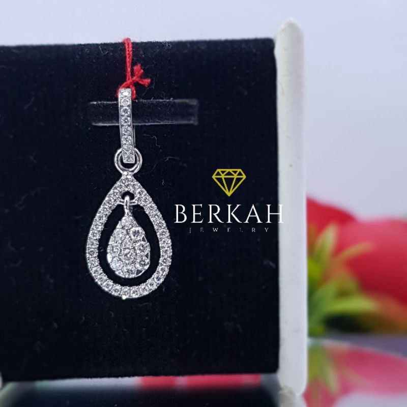 Liontin emas putih berlian asli natural diamond