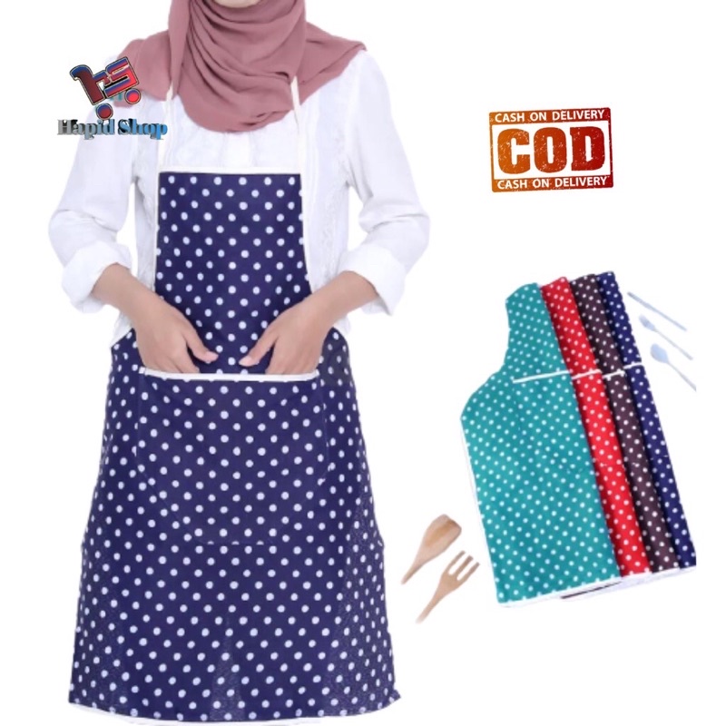 CELEMEK APRON CELMEK CLEMEK MASAK DAPUR KAIN MOTIF KARAKTER POLKADOT MURAH