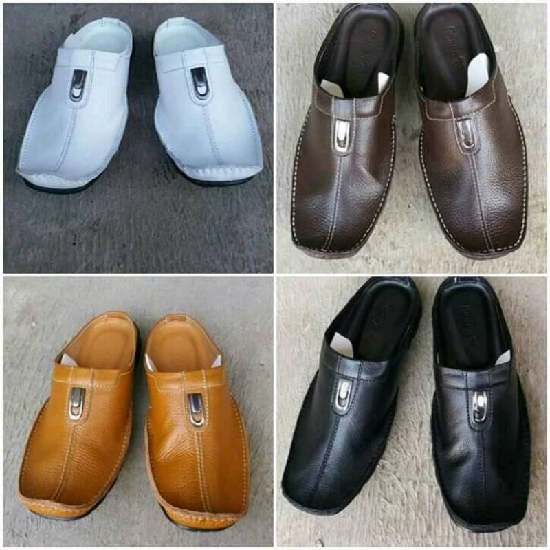 Sepatu sandal pria kulit asli / sendal selop pria / bustong pria kulit / tutong pria kulit asli warn