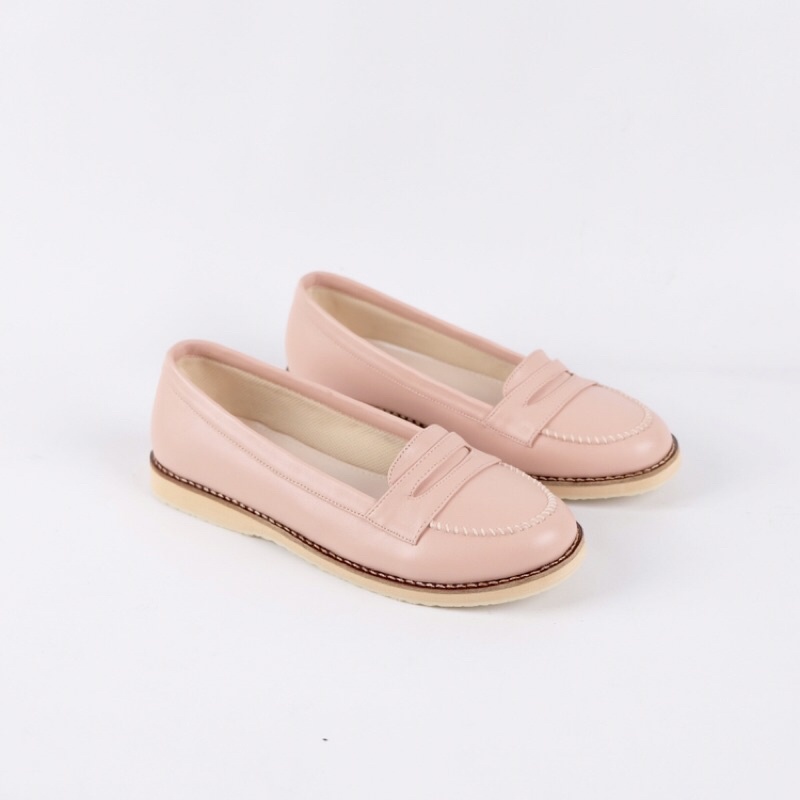 [SIAP KIRIM] BRShoes22 Pink Sepatu Kerja Casual Slip On Wanita