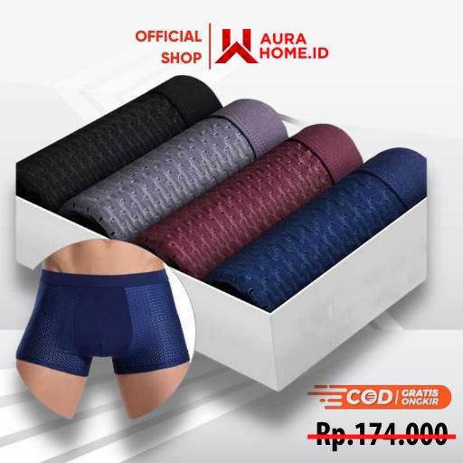 Celana Dalam Boxer Brief Pria 4PCS / Celana Dalam Cd Bokser Boxer Pria Dewasa Remaja Anti Bakteri Bi