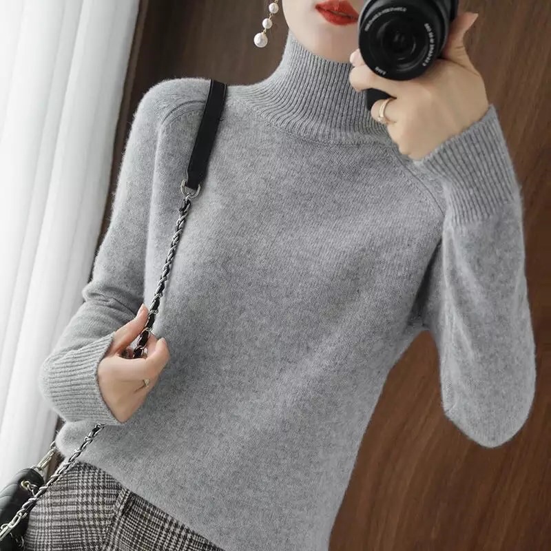 Sweater Turtleneck Wanita bahan Rajut tebal hangat dan lembut