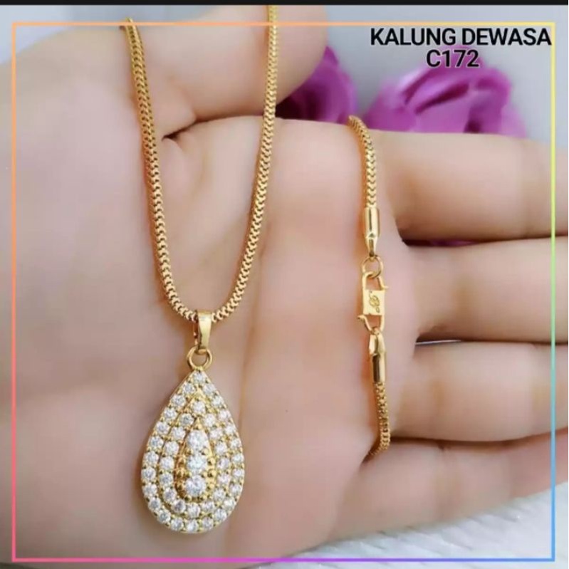 kalung wanita milano kecil set liontin oval full mata gold perhiasan wanita satu set aksesoris fashion wanita