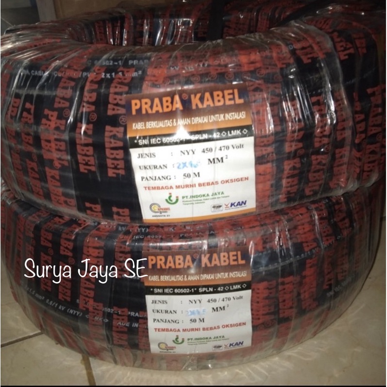 Kabel NYY 2X1,5 Hitam Kabel Hitam NYY 2X1.5 Praba 50 Meter SNI LMK