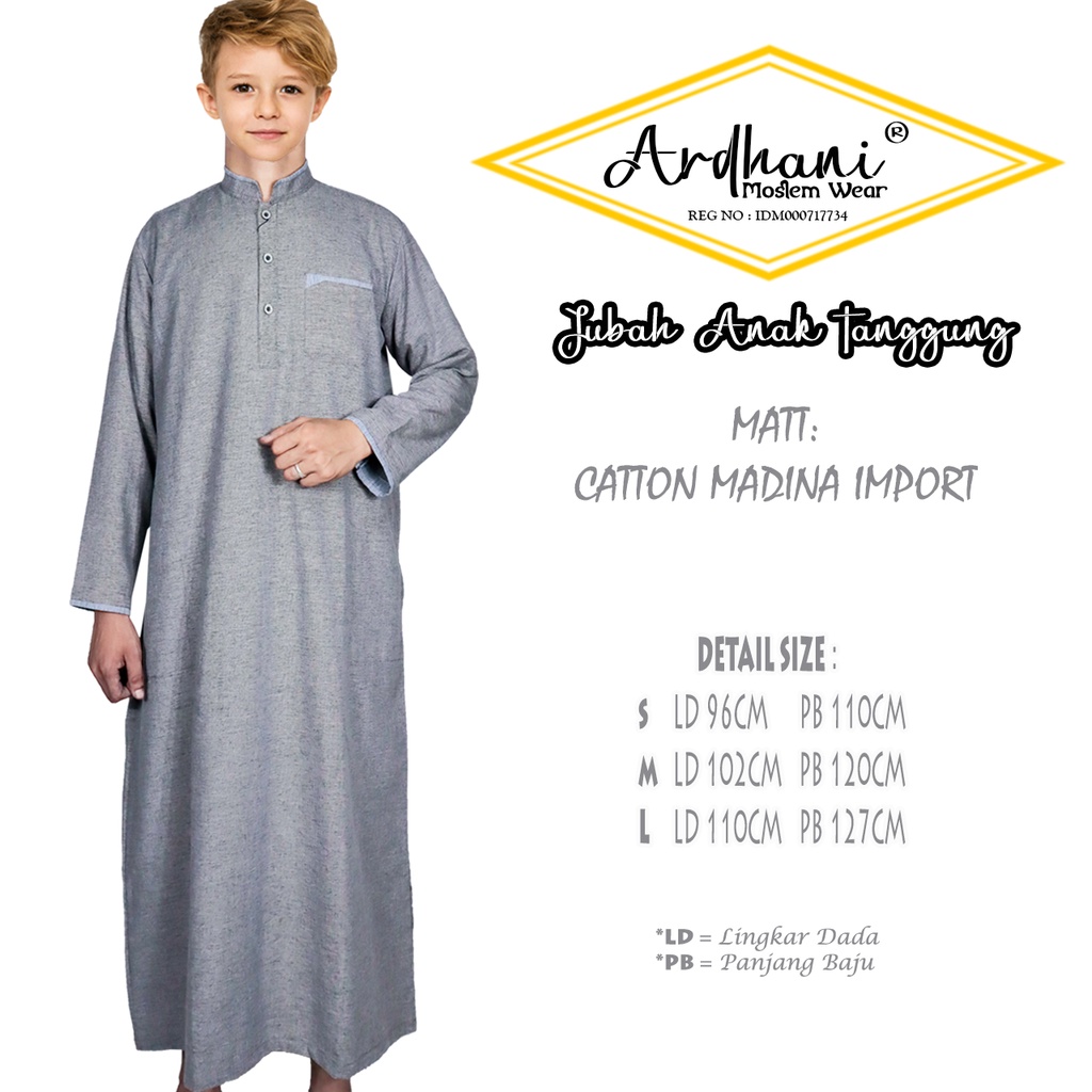 Jubah Anak Tanggung Laki laki Tangan Panjang Baju Gamis Anak Laki laki Tanggung 6-16 Tahun Shakeil