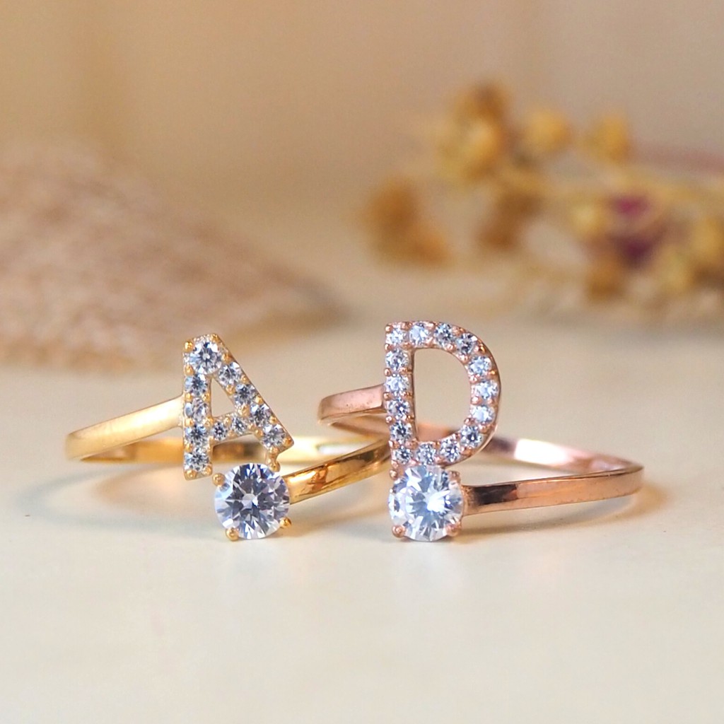 Cincin Emas Alphabet Solitaire 6K - Toko Emas Gadjah