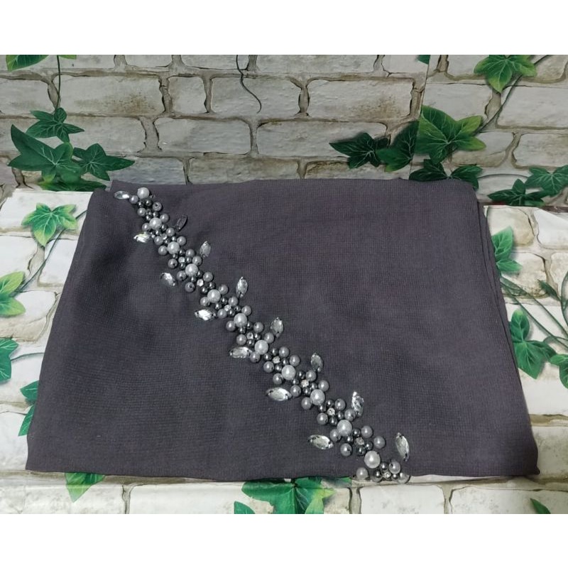 SEGIEMPAT PAYET BANDO BELLA/HIJAB BANDO MUTIARA/KERUDUNG PAYET BELLA SQUERE-Abu tua