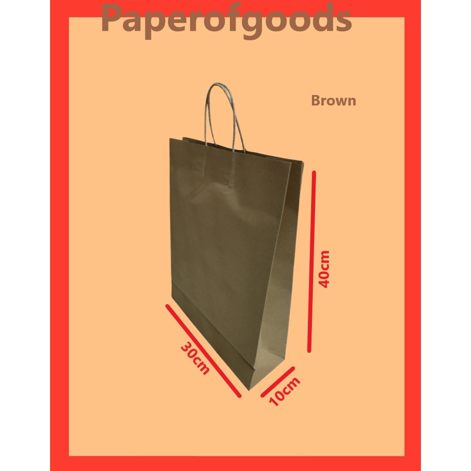 

Paperbag paper bag Kantong kertas cokelat ukuran 30x10x40cm
