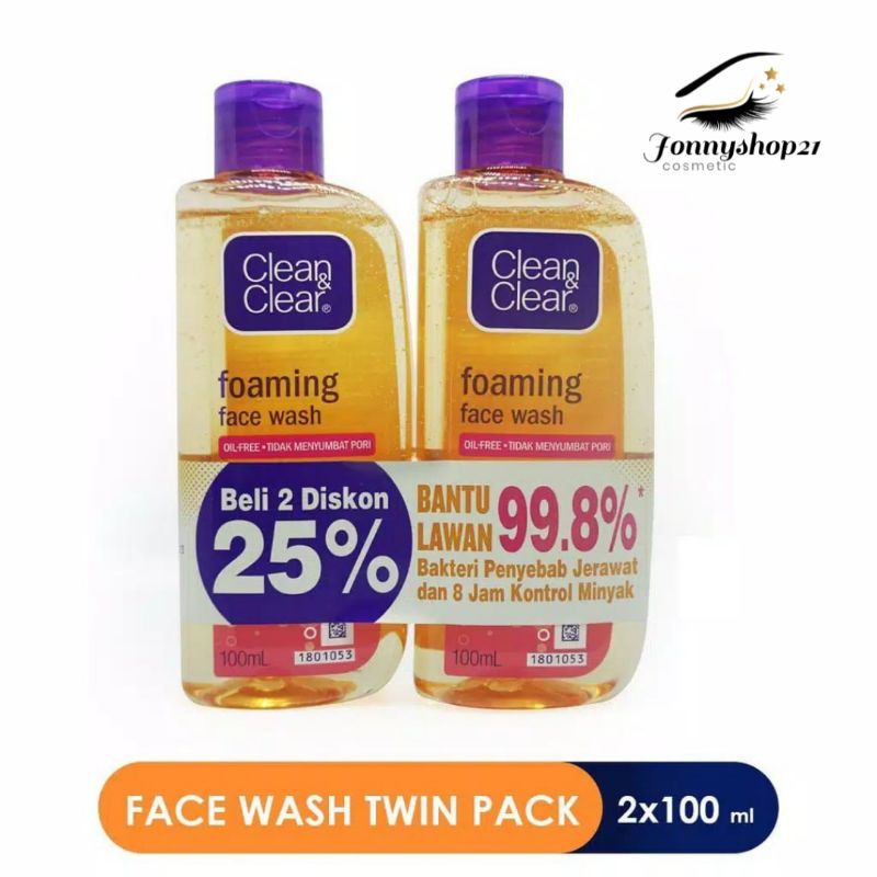 Clear &amp; clear Foaming facial wash isi 2 pcs x 100ml