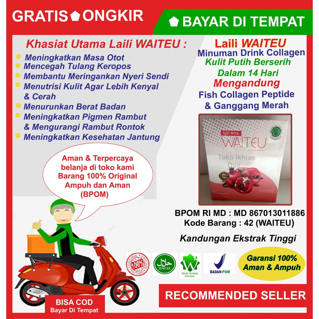 Laili WAITEU drink collagen Original BPOM setara 3x suntik putih/100% ORI WAITEU High Beauty Collage