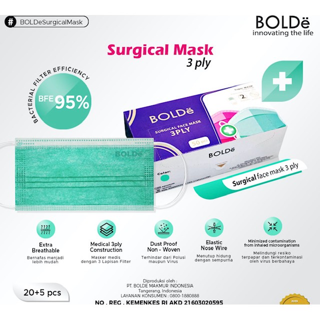 BOLDe Surgical Mask Hijab Kemenkes RI  masker Medis