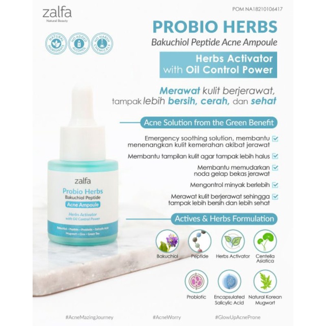 Zalfa Natural Skincare Skincare Probio Herbs Bakuchiol Peptide Acne Ampoule-3