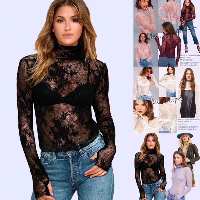 lovemecorner FREE PEOPLE SWEET SECRETS INNER LACE / BAJU DALAM MODEL RENDA BRUKAT BISA DIPAKAI UNTUK