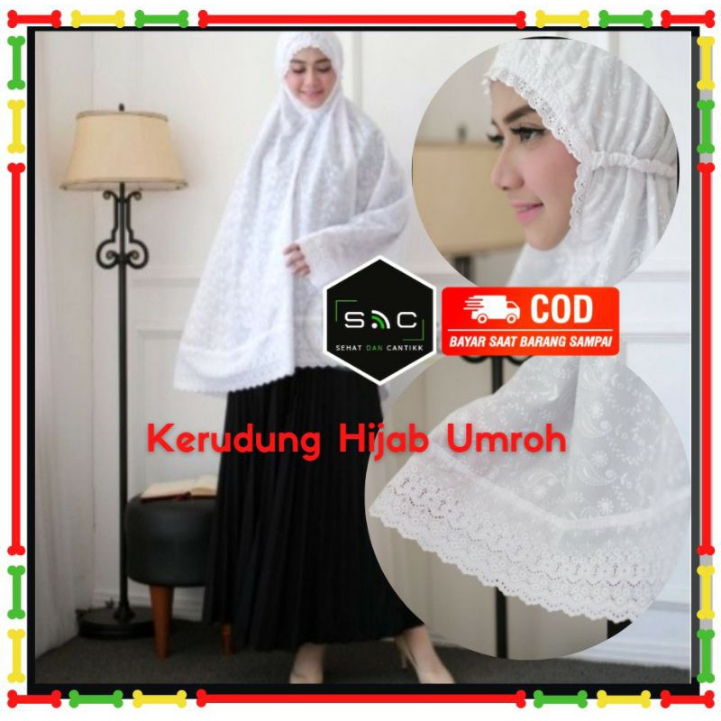 Bergo Putih Jilbab Hijab Kerudung Standard Jumbo Putih Instan Perlengkapan Umroh Haji Bahan Katun Je