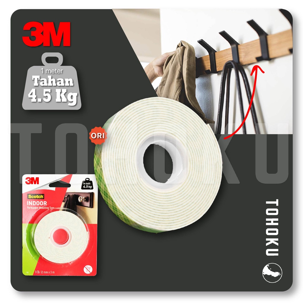 

[Original] 3M Indoor Scotch Mounting Tape - Foam Double Tape - Perekat Dinding