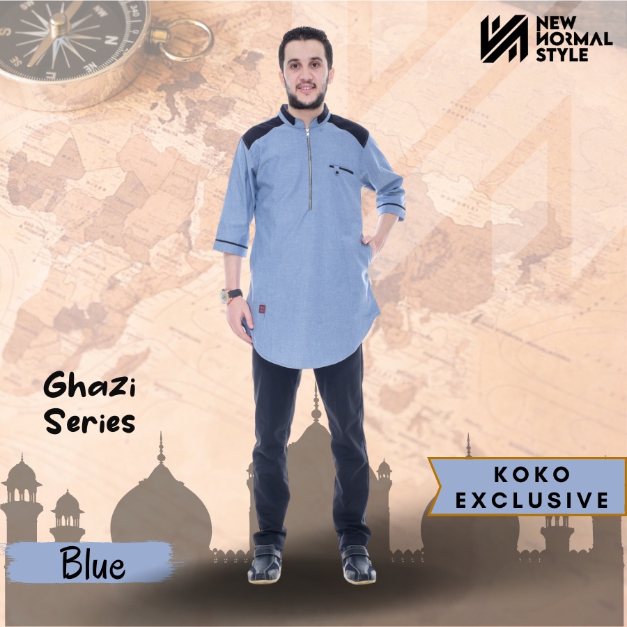 Ghazi Series Baju Pakaian Kemeja Kemko Koko Kokoh Muslim Kurta Pakistan Pria Laki Cowok Dewasa Lengan Pendek Dewasa Premium Terbaru 2022