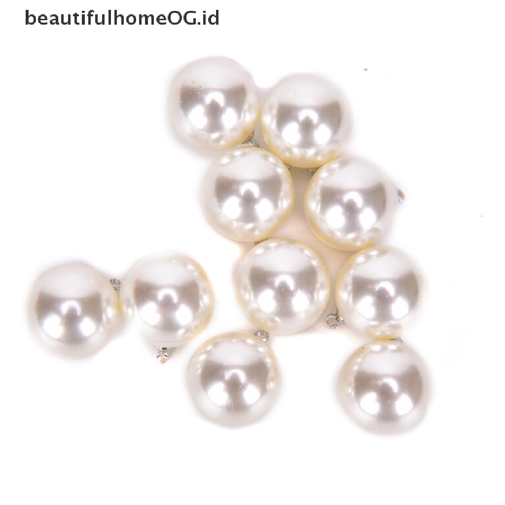 10pcs / Lot Liontin Mutiara Bulat Untuk Membuat Perhiasan Anting Gelang