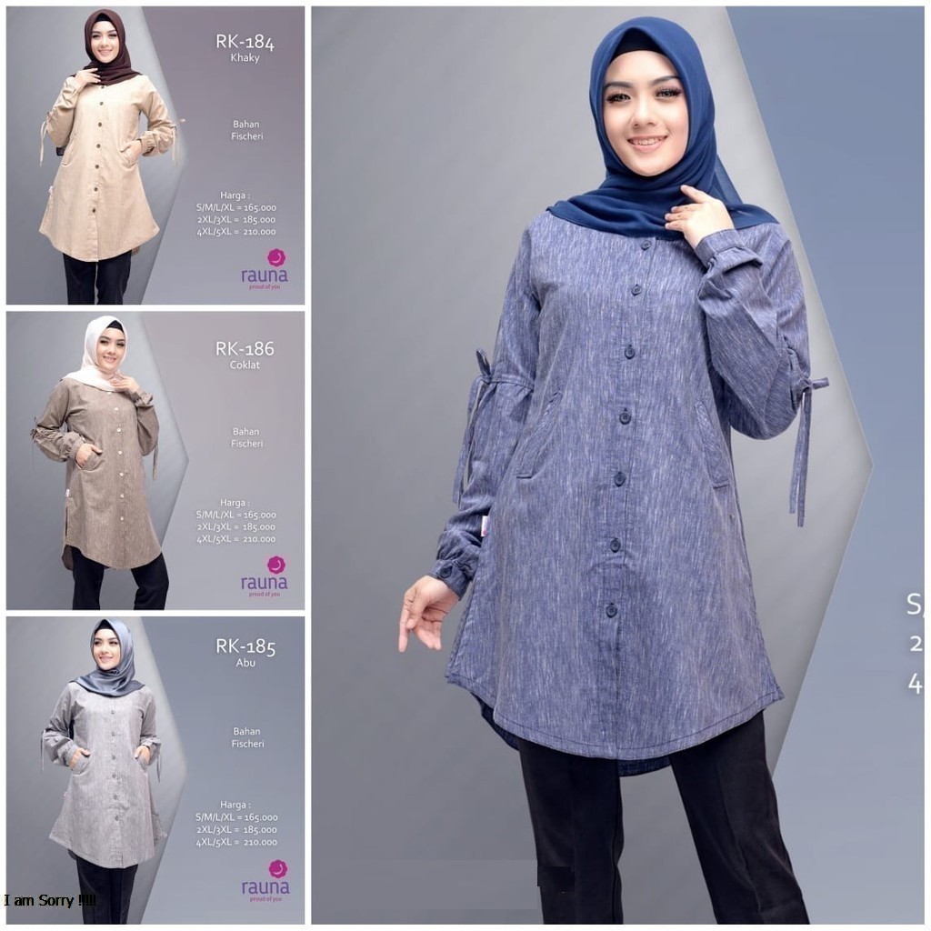 baju atasan rauna rk 184 / 185 / 186 / 187 / tunik rauna/ atasan muslim wanita