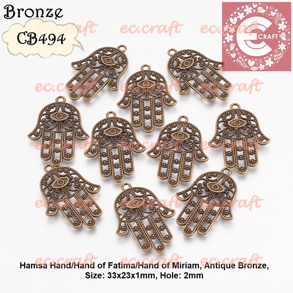 6 PCS HAMSA HAND OF MIRIAM CHARM ETNIK GELANG