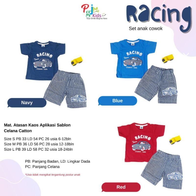 RACING SET | BAJU SET ANAK COWOK | BY PGJ KIDS