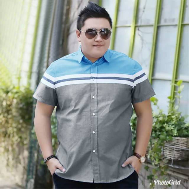 TOTOTAshop.Kemeja BIG SIZE HUGO XXL-3XL,Bahan cotton popline will.Lengan pendek