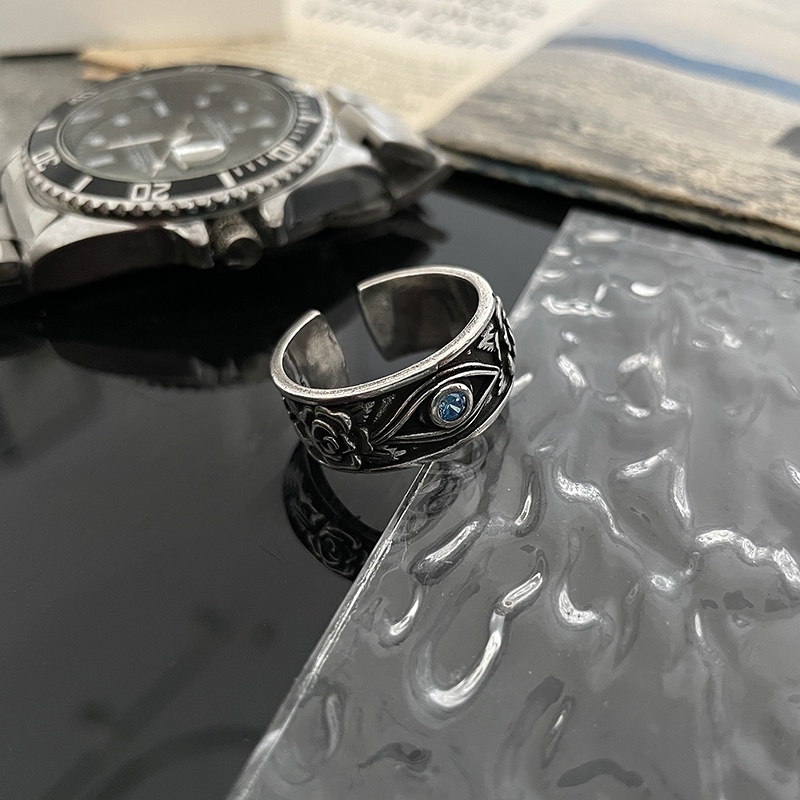 Cincin adjustable Desain Mata Horus Gaya retro Untuk Pria Dan Wanita