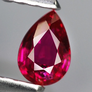 RB096 0.31Ct 4.5x3mm Pear Unheated Untreated Fiery Intense Pinkish Red RUBY, Winza