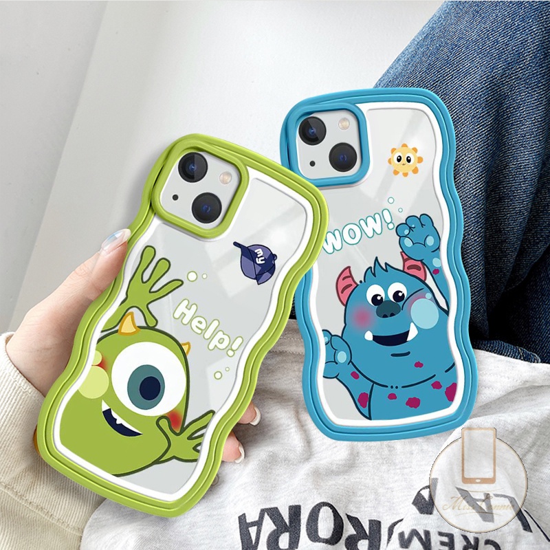 Casing Monster Hijau Redmi Note10 9 8 Note 11 Pro+Redmi 12C 9T 10C 10 9A A1 A1+9 9C NFC 10A Note 10s 11s 10 Pro Max Plus Kartun Monster University Wavy Edge Shockproof Soft Case