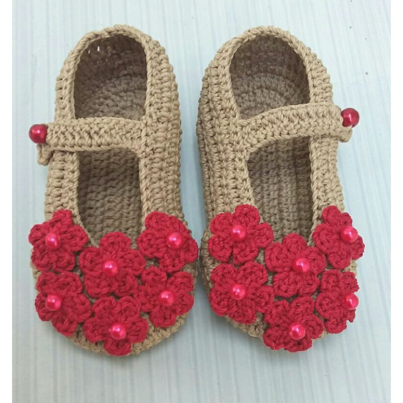 sepatu bayi cewek rajut 0 - 1 thn custom handmade sepatu bayi perempuan terbaru cantik lucu murah