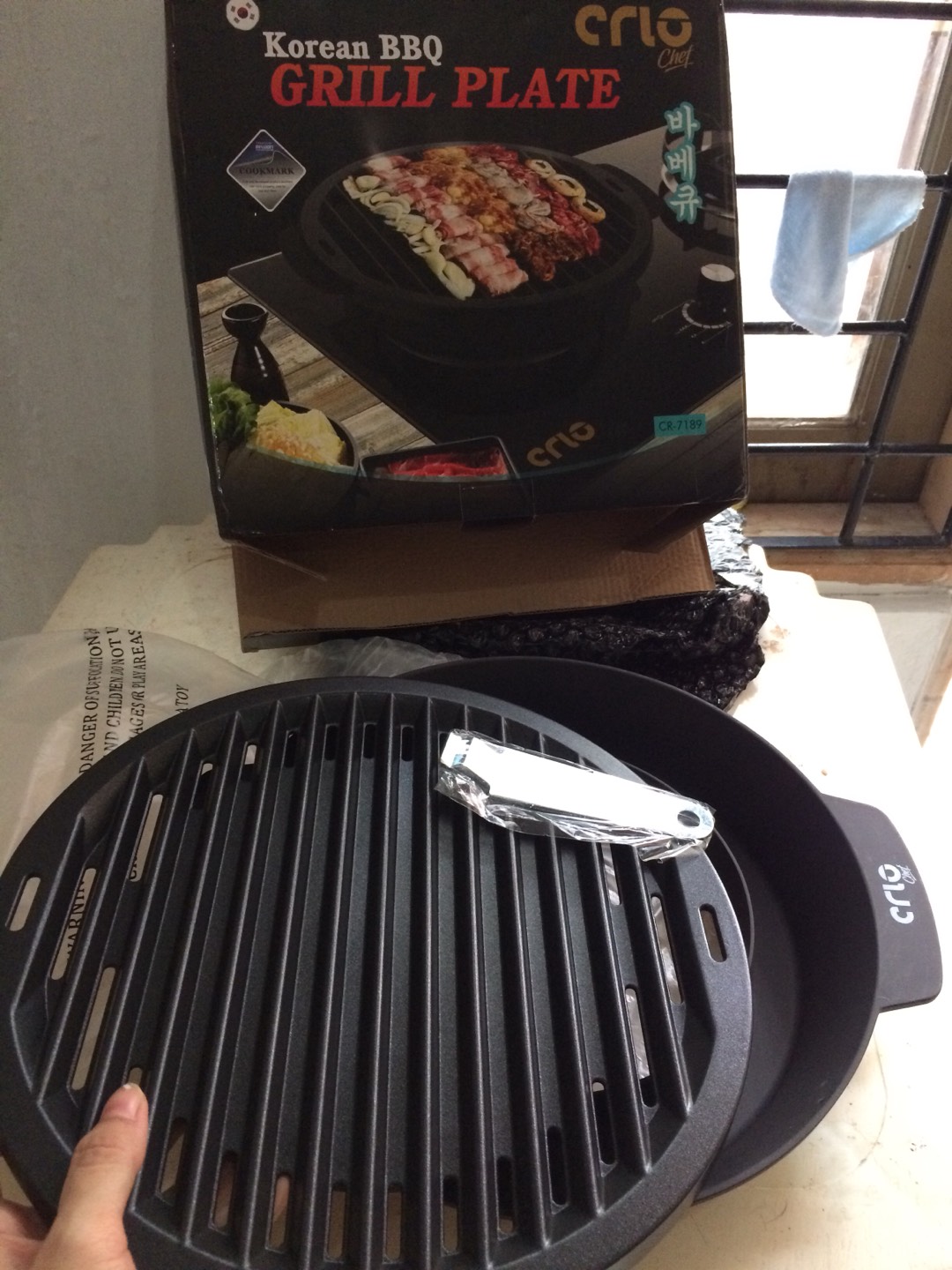 Pemanggang Bbq/pemanggang Sate/pemanggang Korea Praktis Crio Chef Korean Bbq Grill Plate Bonus Tongs