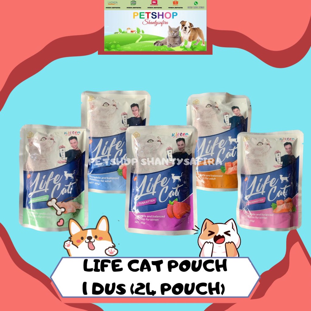 BEST SELLER MAKANAN KUCING LIFE CAT ADULT POUCH 85 GR LIFECAT ADULT DUS ( ISI 24 PCS )