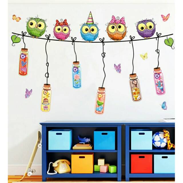 RELIZA WALL STICKER DAPUR OWL BOTOL GANTUNG STIKER DINDING ABC1047