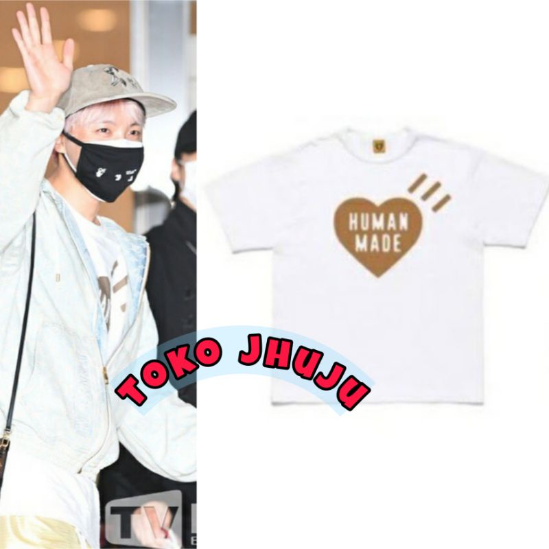 Baju Kaos BTS J-Hope style Human Made Love sablon Coklat