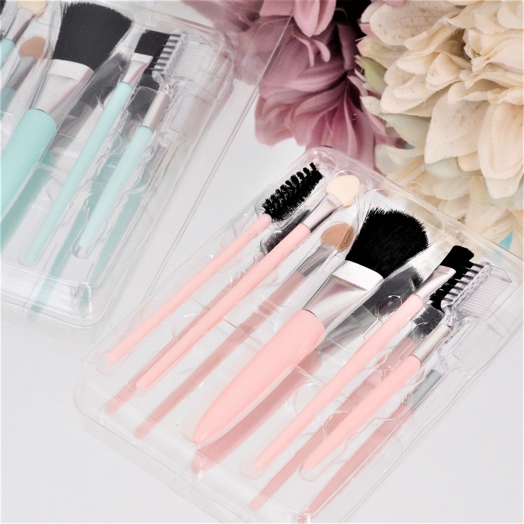 SET ISI 5 Pcs Kuas Make Up Eyebrow Mascara Eyeshadow set Kosmetik Brush 5 in 1 Mini Set Alat Makeup Travel Cosmetic