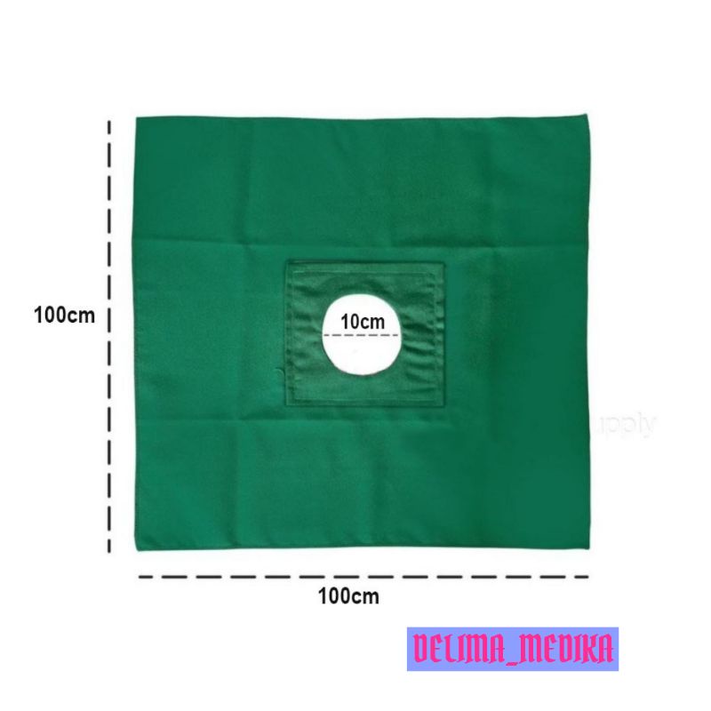 Duk Lubang Kain Operasi Polos 100cm x 100cm Diameter Lubang 10cm / Doek Duk Lubang 100cm x 100cm