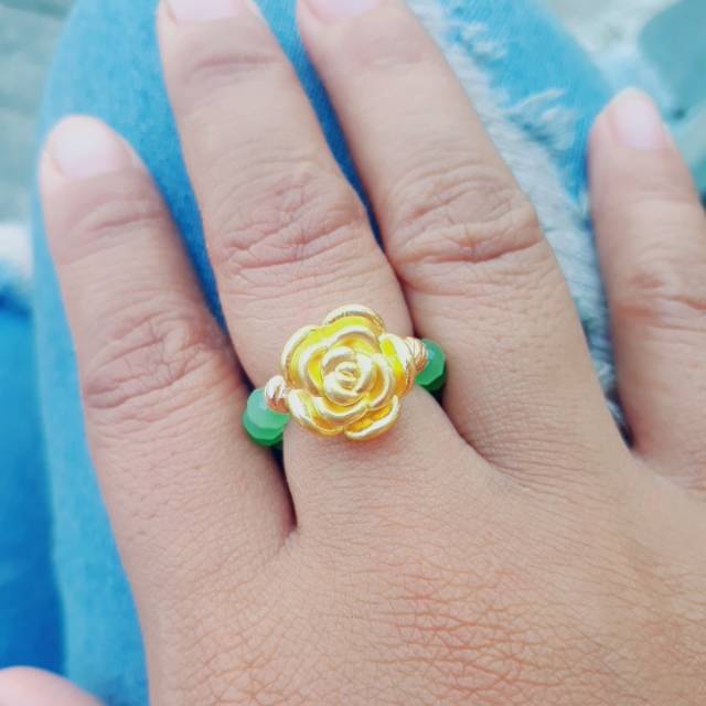 cincin kristal mawar rose emas asli 24karat hongkong + surat toko