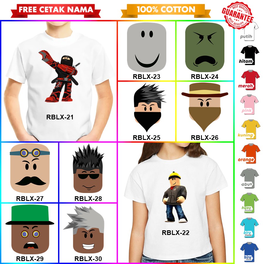 [FREE NAMA!!] Baju Kaos ANAK DAN DEWASA ROBLOX BANYAK MOTIF