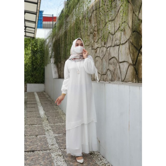 isabella dress / gamis malaysia putih / gamis ceruty babydoll