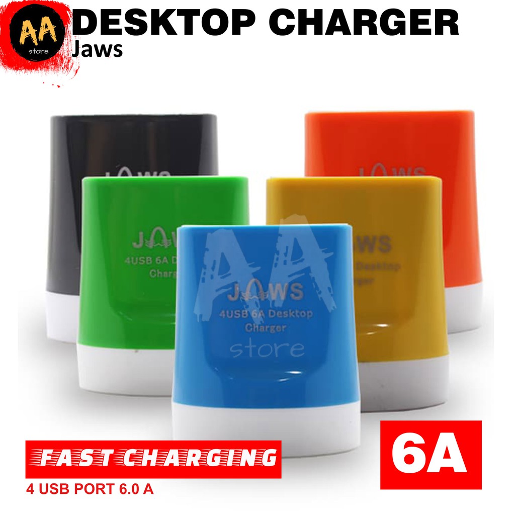 Desktop/Multi Quick Fast Charger/Casan/Pengisi Daya Jaws 4 USB 6.0A