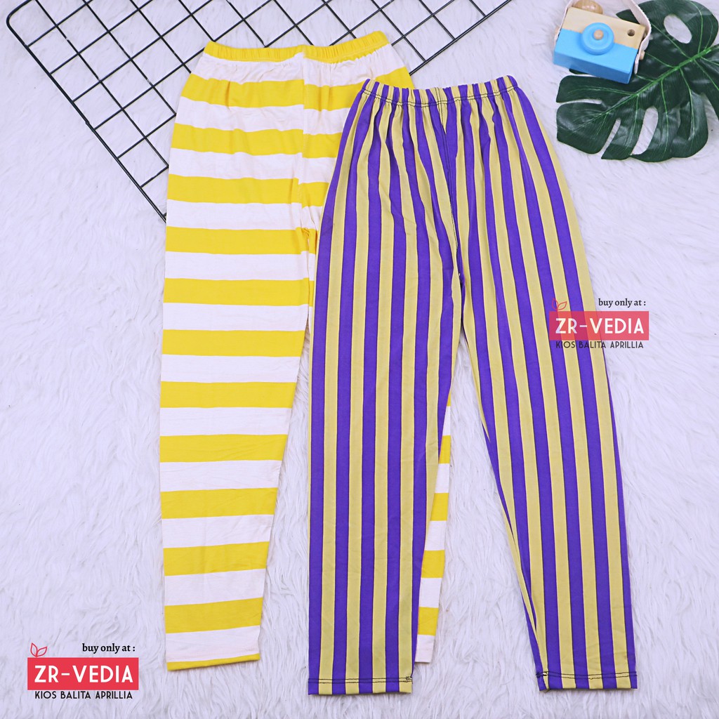 Legging Salur uk 1-15 Tahun TK SD / Stripe Anak Celana Panjang Lejing Laging Bahan Kaos Anak Perempuan Pants