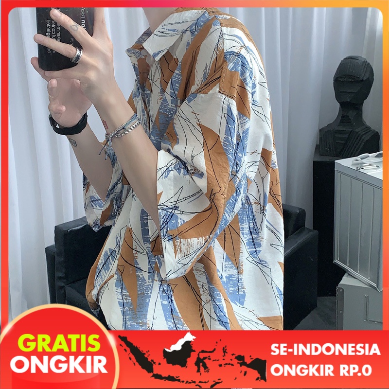 Kemeja Pria Fashion Lengan Pendek Setengah Lengan Kemeja Korea Fashion Casual