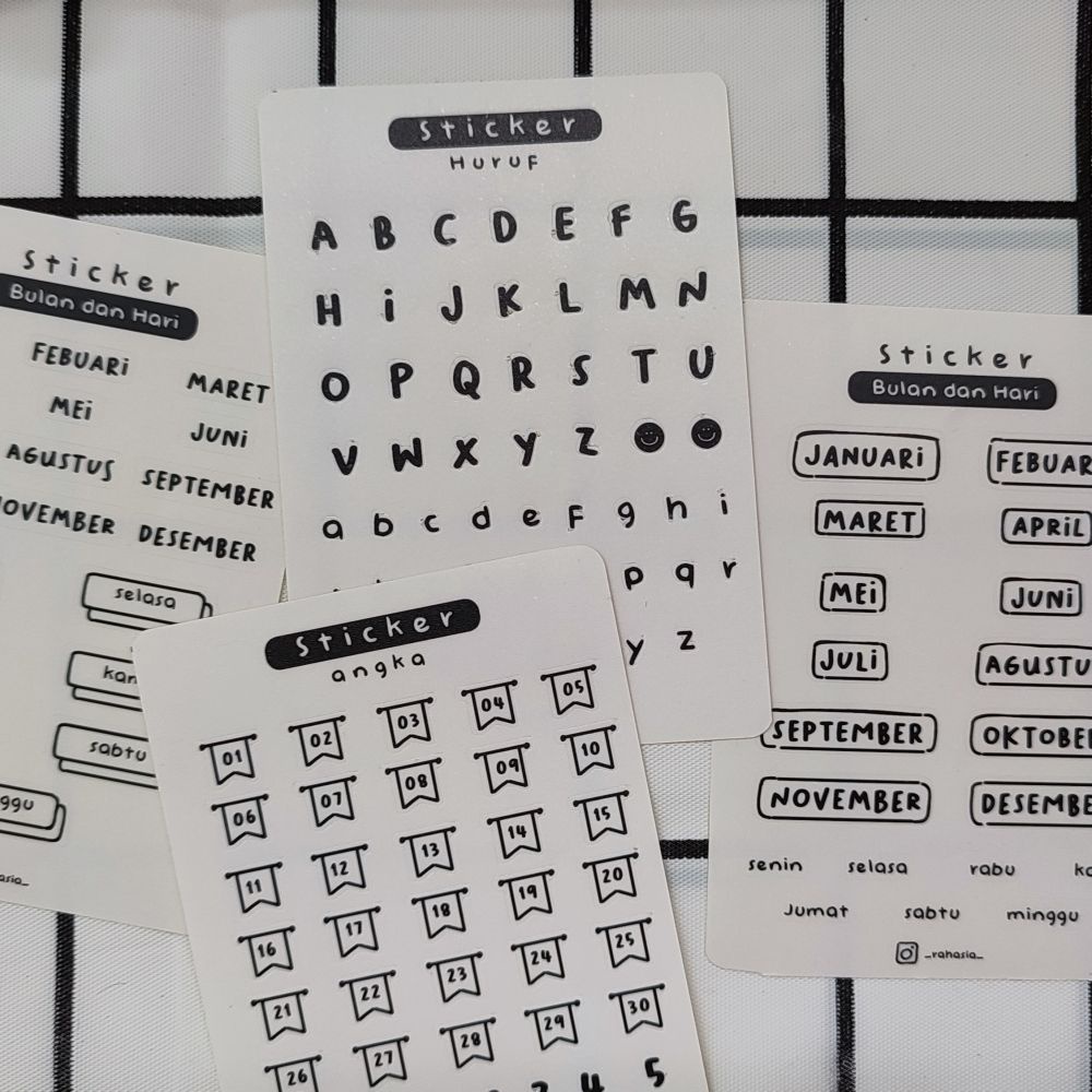 

RAHASIA Number and Alphabet Series Mini Sticker / Stiker Kiss Cut Angka dan Huruf
