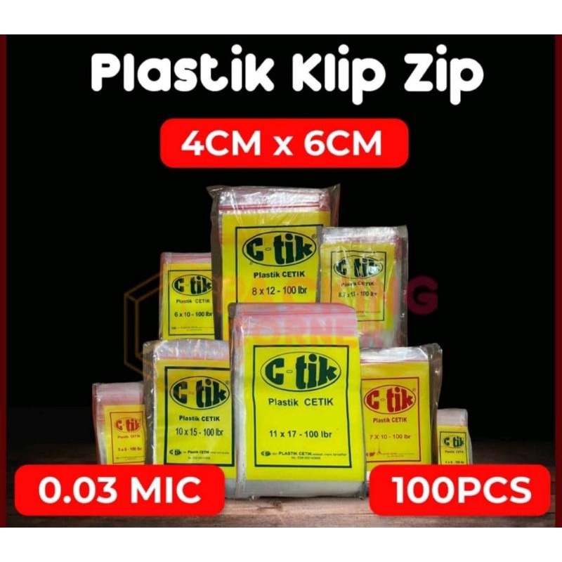 Plastik Klip Ziplock 4x6 Serba Guna Bisa Untuk Tempat Berbagai Macam Barang Sambal,Baut2,Kancing Baju dll isi1pak(100pcs)