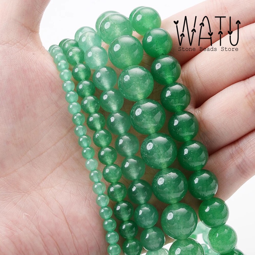 Manik Batu Alam Hijau Giok Green Aventurine Stone Beads